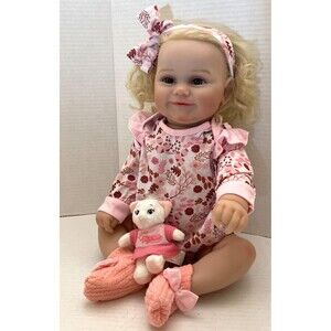 Realistic Reborn Girl Doll 18" Vinyl Silicone Rooted Blonde Hair Baby Doll